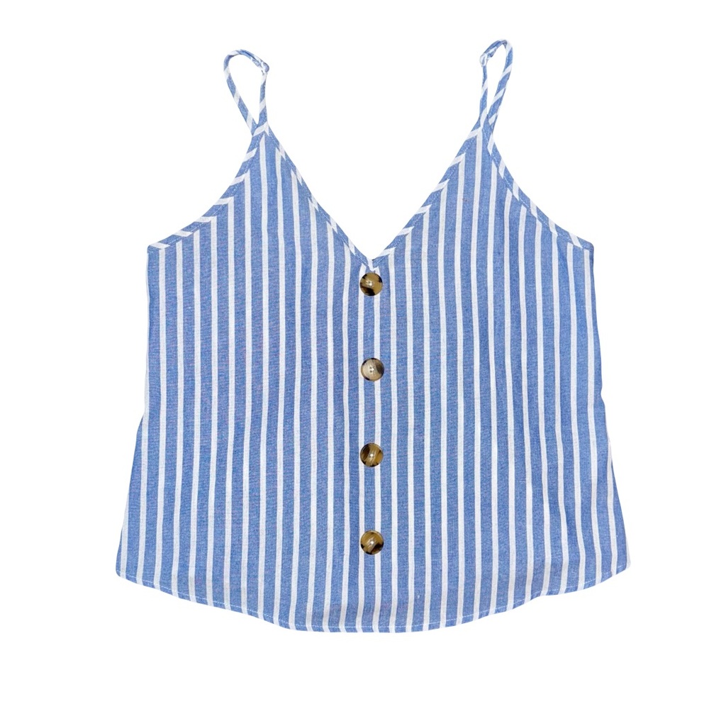 NWOT SHEIN BLUE AND WHITE STRIPED TANK TOP // SIZE XS 🩵